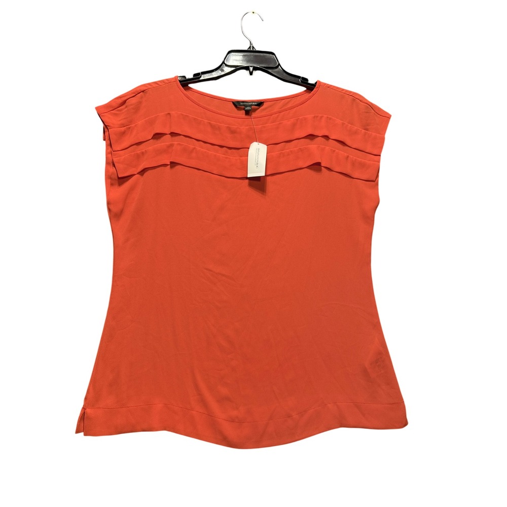 Banana Republic Ruffle Layer Top Women Medium Orange Sleeveless 185391-00-1